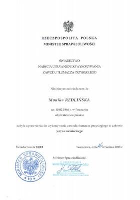 Monika-Redlinska-certyfikaty-uprawnienia